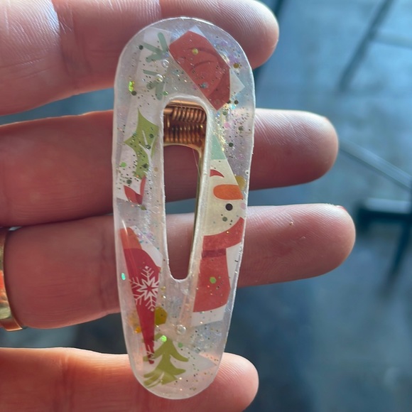 Handmade Festive Holiday 2 set Alligator Hair Clips white frosty - Picture 3 of 10